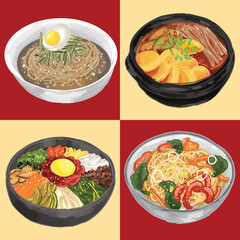 Bibimbap Japchae Sundubu Jigae Naengmyeon Korean Dish