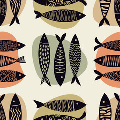 Fun fish seamless pattern. Abstract texture. For printing, wallpaper, cards, wallpaper and background.eps