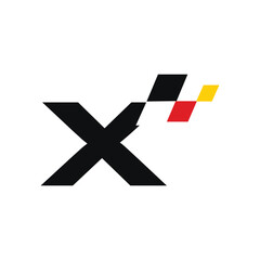 Letter X Flag Race Logo Icon Vector