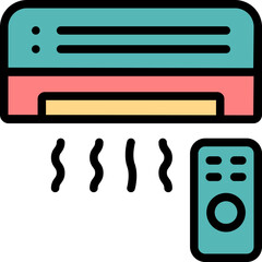 Air Conditioner Colored Outline Icon Design Vector
