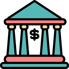 Bank Colored Outline Icon Design Vector