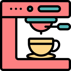 Coffee Machine Colored Outline Icon Design Vector