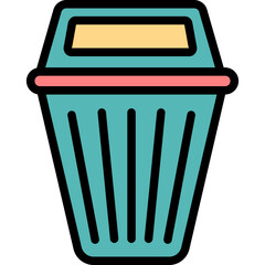 Dustbin Colored Outline Icon Design Vector