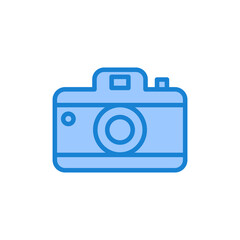 Photo camera vector icon, isolated white background editable.