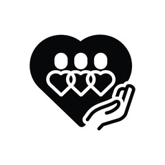 Black solid icon for caring