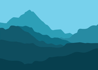 mountains nature panorama vector illustration template.