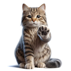 Fototapeta premium cat stop gesture halt hand command warning prohibit isolated white background