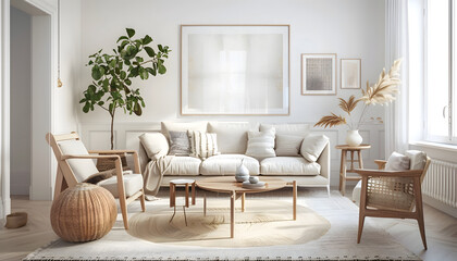 Fototapeta premium Living room interior design in minimalist style