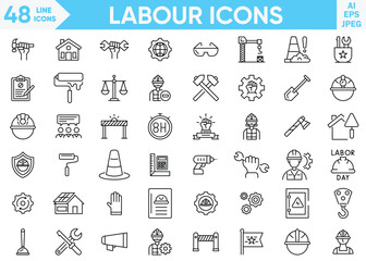 Labor line icons vector and Illustrator set