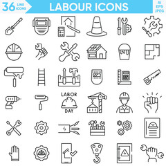 Labor line icons vector and Illustrator set