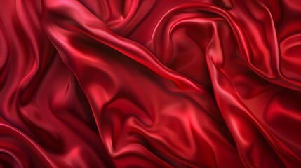 Red drapery silk fabric luxury background.