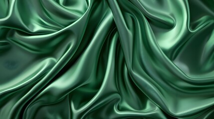 Fototapeta premium Green drapery silk fabric luxury background.
