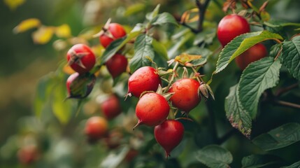 Fototapeta premium Rose hip or wild rose, scientifically named rosa canina