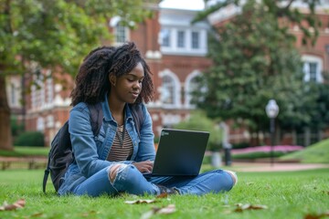 Young Woman Studying in a College Campus