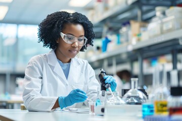 Focused Scientist Conducting Research in Laboratory
