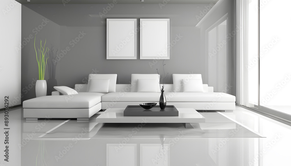 Canvas Prints living room interior design in minimalist style