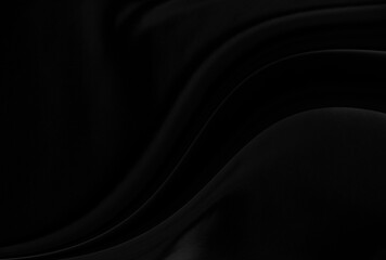 Black gray satin dark fabric texture luxurious shiny that is abstract silk cloth background with patterns soft waves blur beautiful.