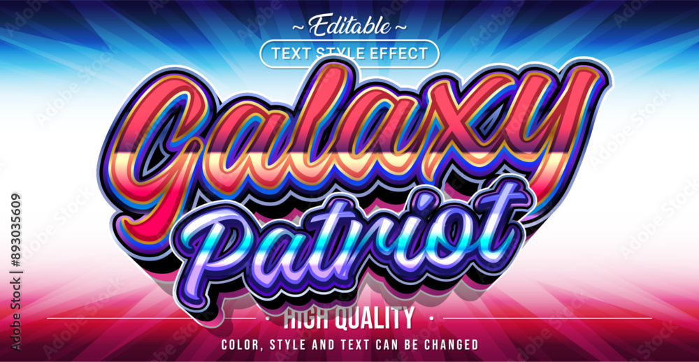 Poster editable text style effect - galaxy patriot text style theme.
