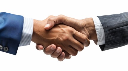 Two Men Shaking Hands In Front of a White Background With No Other Objects in the Picture - Generative AI