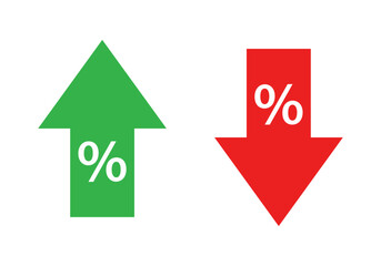 Arrow up and arrow down with percentage icon