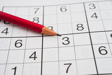 Sudoku puzzle, game to play for keep you brain younger for developing Alzheimer disease in senior...