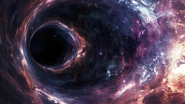 3d render of black hole at the outer space