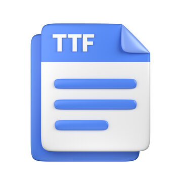 3D TTF File Icon