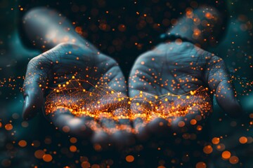 Ai trading boosts revenue with hand holding growth chart and arrow for profit icon concept