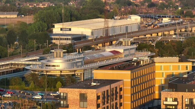 Closeup look of Ashford International Train Station in England