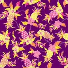 The seamless classic Batik pattern from Subang - West Java - Indonesia, called motif batik nanas subang. Beautiful purple gold color scheme give a fantastic look