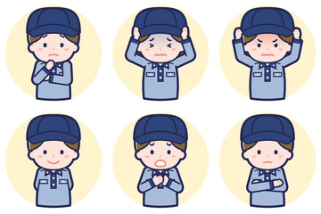 男性郵便配達員のポーズセット_05