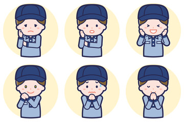 男性郵便配達員のポーズセット_04