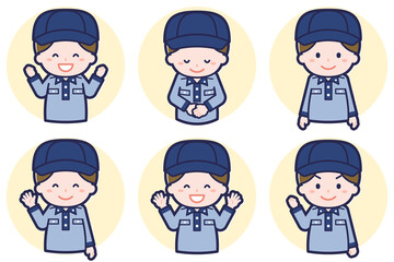 男性郵便配達員のポーズセット_02