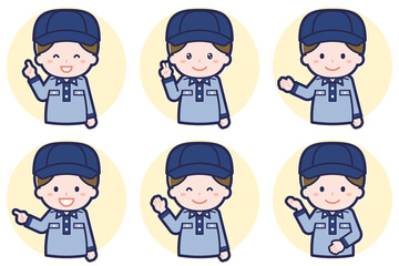 男性郵便配達員のポーズセット_03