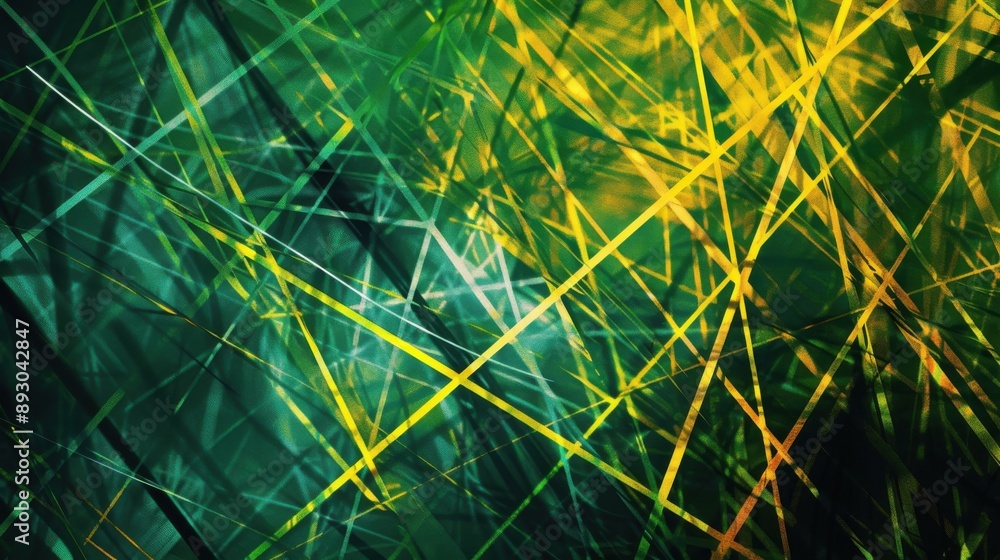 Poster Abstract background with intersecting green and yellow lines, creating a vibrant and dynamic visual pattern