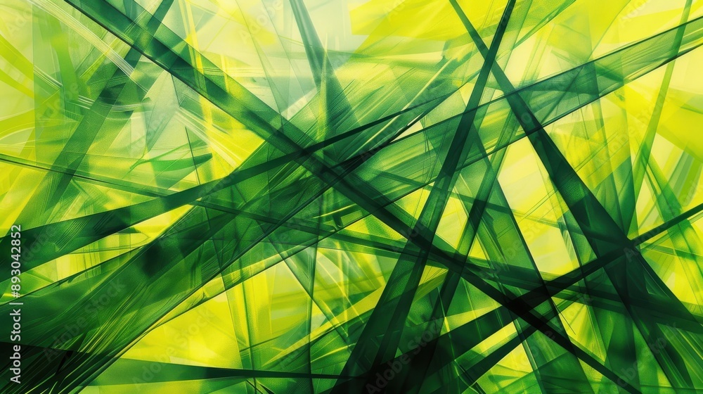 Poster Abstract background with intersecting green and yellow lines, creating a vibrant and dynamic visual pattern