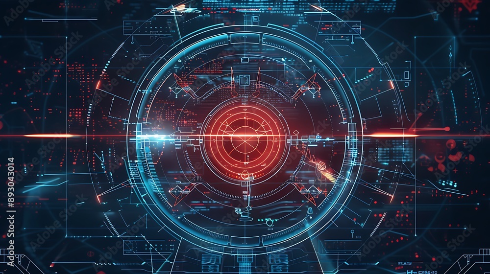 Poster digital futuristic interface with virtual screen for artificial intelligence data information system