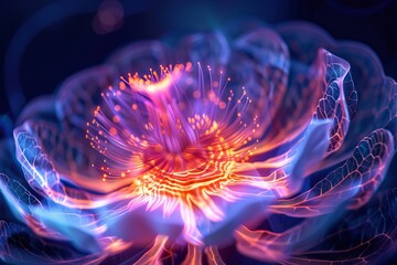 Glowing Flower with Orange and Blue Hues