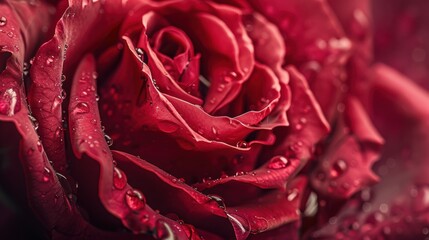 Naklejka premium Close-up of a beautiful red rose in full bloom, showcasing its velvety petals and delicate details 