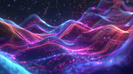 Fototapeta premium Holographic neon waves flowing across the screen, evoking a sense of motion and innovation 