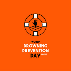 World Drowning Prevention Day. July 25. Orange background.