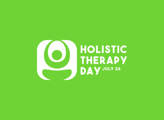 Holistic Therapy Day. July 26. Green background.