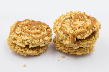 Stack of rice cracker, rice cracker with coconut palm sugar.