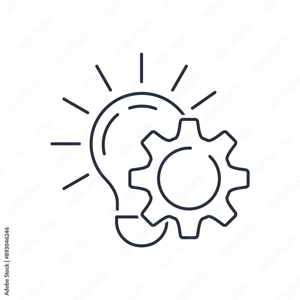 Poster idea of application. creative solutions .vector linear icon isolated on white background.