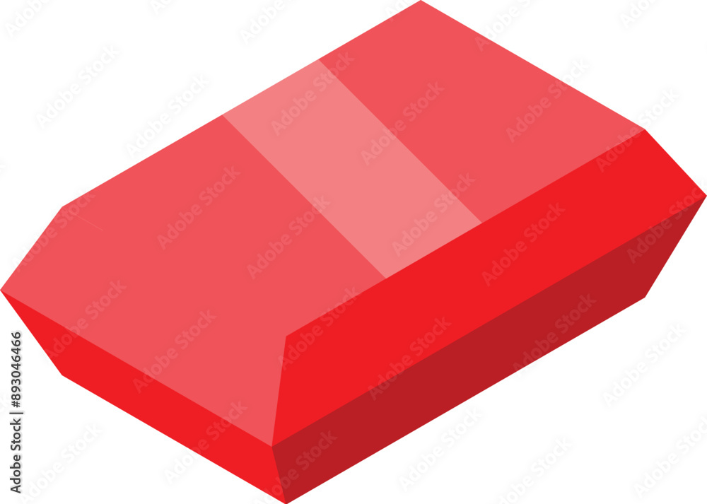 Poster red eraser lying on a white background representing removing mistakes