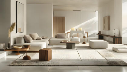 Fototapeta premium Living room interior design in minimalist style