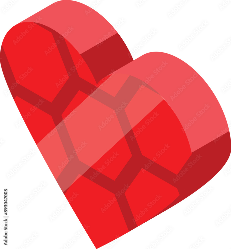 Poster red heart with a honeycomb pattern symbolizing the intertwined nature of passion and sweetness in a 