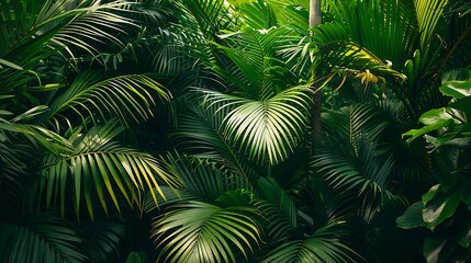 Tropical Green Palm Leaves environmental conservation ecology concept.