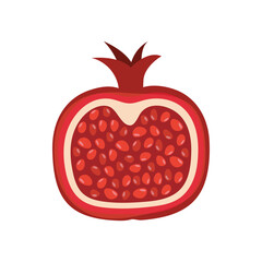 Ripe half pomegranate on a white background.