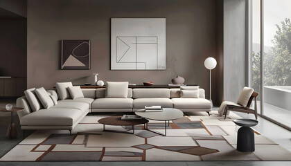 Fototapeta premium Living room interior design in minimalist style